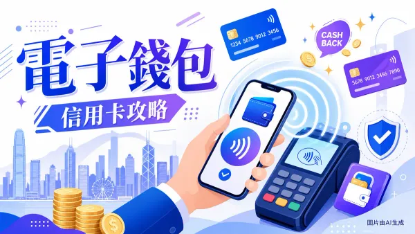 香港電子錢包信用卡攻略封面圖，展示手機感應支付、信用卡和數碼錢包元素