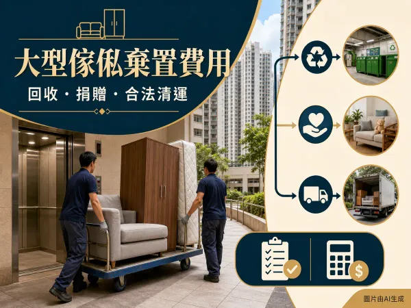大型傢俬棄置費用封面：搬運梳化、衣櫃和回收捐贈清運路線